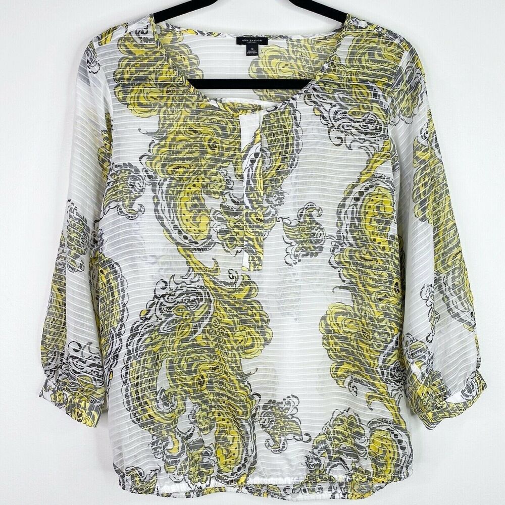 Ann Taylor Paisley Sheer Blouse Top Shirt Size Small S Womens